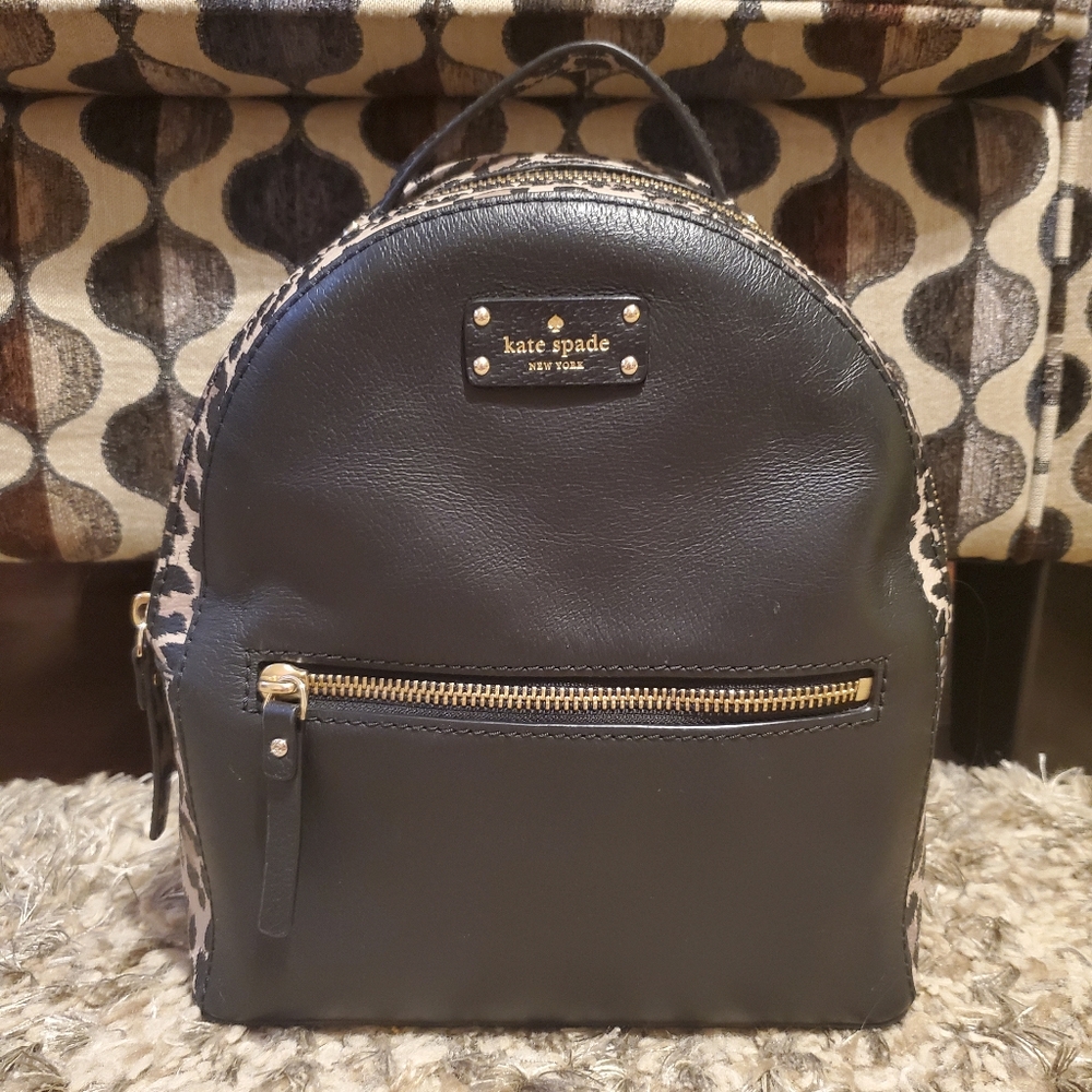 Kate spade leopard backpack
